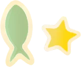 パステルカラーのお魚と星の実