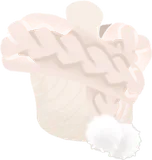 ポンポン付き編み込みマフラー