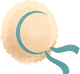 風を受けた麦わら帽子