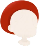 赤いフェルト製ベレー帽