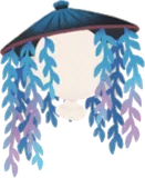 柳が垂れる黒い編笠