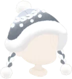 ポンポン付き編み込みニット帽