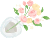 ピンクバラの花瓶
