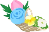 花を摘み集めたバスケット
