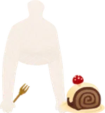 切り株のケーキと金色フォーク