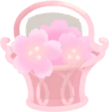 桜を集めたカゴ