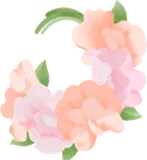 編みかけのスイートピーの花冠
