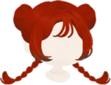 お団子と三つ編みの赤髪