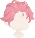 ピンク色かきあげヘア
