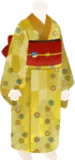 看板娘の黄色い着物