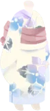 紫陽花柄の浴衣・白
