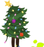 電飾が絡まるクリスマスツリー