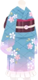 桜柄の着物・水色