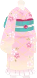 桜柄の着物・桃色