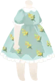 ミモザ柄パフスリーブワンピース