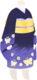 濃紺の蝶の着物