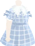 大きいカラーのブルーワンピース