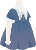 ライン襟のワンピース・青