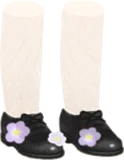 花咲く黒革靴