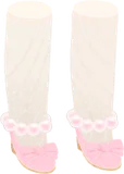 リボン付きストラップパンプス