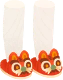 赤い布老虎のスリッパ