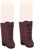 リボンレースアップ革ブーツ