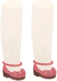ピンクリボンのストラップシューズ