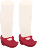 朱色の紐靴