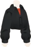 ゆるく着こなしたブラックシャツ