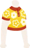 花柄のニットポロ・黄色