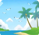小島が浮かぶ海