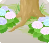紫陽花が咲く庭の一角