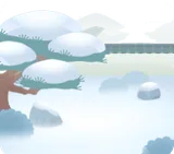 雪が積もった日本庭園