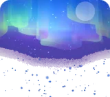 夜空一面に光り輝くオーロラ