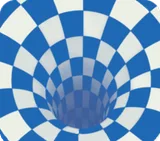 チェス柄のトリックアートの壁