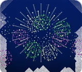 夏祭り会場の花火の空