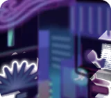 サイバーな街の夜景