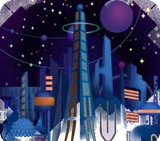 未来都市のジオラマ夜景