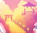 夕暮れに染まる祭りのやぐら