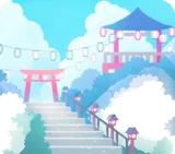 爽やかな青空と祭りのやぐら