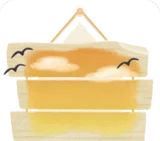 オレンジに色づく手作り海の空