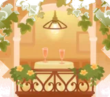 運河沿いのテラス