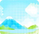 富士山の描かれた壁