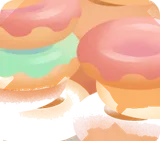 積まれたたくさんのドーナツ