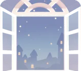 淡い夜の窓辺