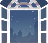 深い夜の窓辺