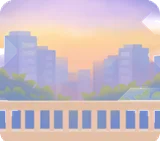 やさしい夕暮れの街並み