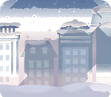 雪の積もった街並み