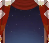 星柄カーテンの窓辺・赤