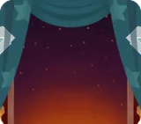 星柄カーテンの窓辺・緑